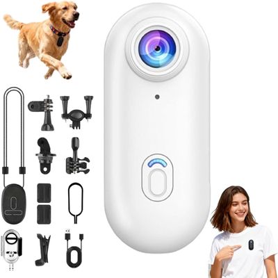 Varnock HD Action Camera, Motorcycle Camera, Thumb Lens, HD Mini Wearable Body Adventure Action Cameras, 360 Rotation Portable Wearable Mini Action Cam, for Cycling, Diving (White 1080P)
