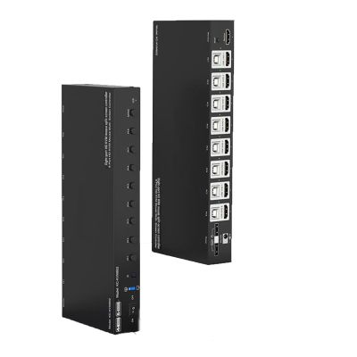 Black Game Control SynchronizerKeyboard and Mouse Split-Screen Synchronization Device4/8ports All-in-oneHDMI Multi-Screen Splitter(8 Ports)