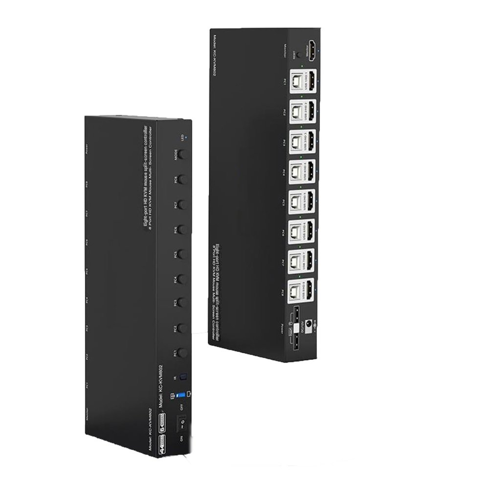 Black Game Control SynchronizerKeyboard and Mouse Split-Screen Synchronization Device4/8ports All-in-oneHDMI Multi-Screen Splitter(8 Ports)