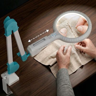 ARTDOT 2-in-1 Magnifying Glass with Light and Stand for Close Work,Large Lighted Magnifier,Desk Magnifying Lamp for Crafting, Puzzles, Diamond Painting, Miniature Painting, and Reading