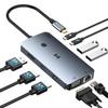 USB C Docking Station Dual Monitor Adapter, Selore Laptop Docking staiton 3 Monitors Quad Display with 2 HDMI, DP, VGA, Ethernet, 3 USB A&C 3.0, 100W PD, USB C Hub Dongle for DELL, HP and More view 1