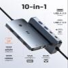 USB C Docking Station Dual Monitor Adapter, Selore Laptop Docking staiton 3 Monitors Quad Display with 2 HDMI, DP, VGA, Ethernet, 3 USB A&C 3.0, 100W PD, USB C Hub Dongle for DELL, HP and More view 2