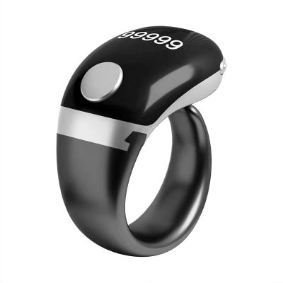 Adjustable Smart Finger Counter Clicker Ring (18/20/22mm), Muslim Digital Alarm Clock Ring, Digital Electronic Counting SmartRing Counter with OLED Display & USB-c Rechargeable (Gray)
