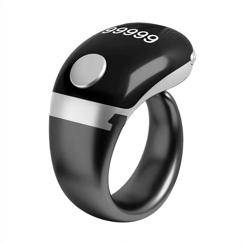 Adjustable Smart Finger Counter Clicker Ring (18/20/22mm), Muslim Digital Alarm Clock Ring, Digital Electronic Counting SmartRing Counter with OLED Display & USB-c Rechargeable (Gray)