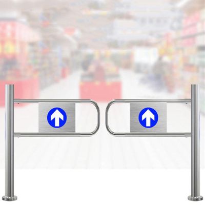 Supermarket Entrance Safety Gate Automatic Closing Spring-Loaded Swing Stainless Steel for , Library, Scenic, Store