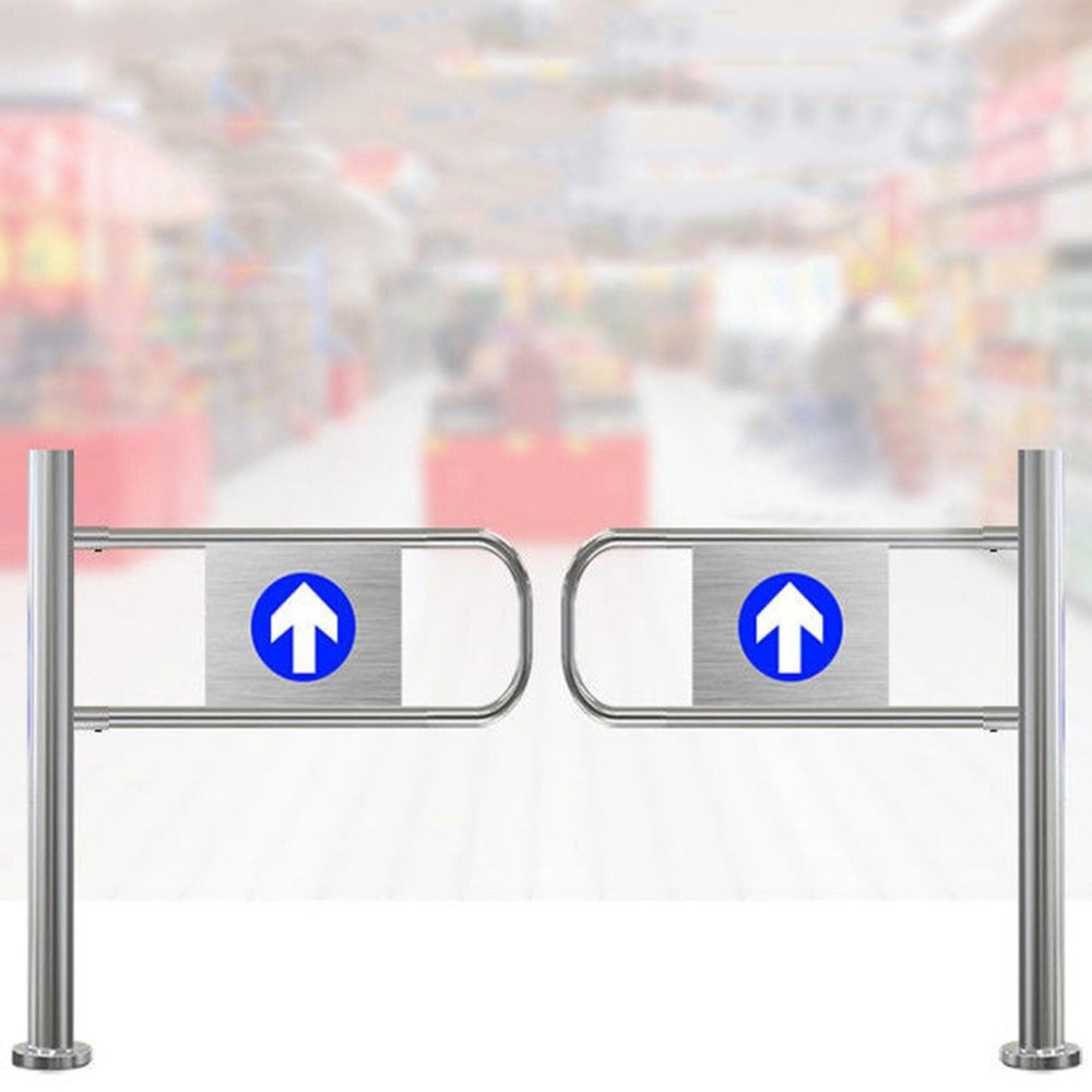 Supermarket Entrance Safety Gate Automatic Closing Spring-Loaded Swing Stainless Steel for , Library, Scenic, Store