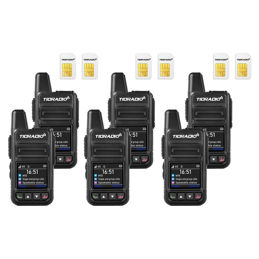 TIDRADIO TD-M15 Rapid Global Walkie Talkies 5000 Mile Long Range Poc Radio, 4G LTE Unlimited Range Nationwide Two Way Radios for Family, Business,Logistics, Company, Construction with Sim Card (6pcs)