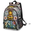BICUUZHI Honey Bee Stained Glass Laptop Backpack for Women Men 18.3 Inch Waterproof Large Computer Backpacks Nurse Bussiness Casual Bag view 1