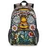 BICUUZHI Honey Bee Stained Glass Laptop Backpack for Women Men 18.3 Inch Waterproof Large Computer Backpacks Nurse Bussiness Casual Bag view 2
