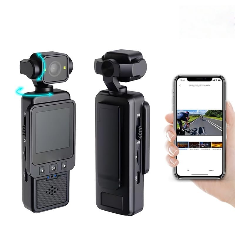 Tangxi Body Camera with Audio and Video Recording, HD 1080P Video Camera with 360 Rotating Lens, Wearable Portable Small Camcorder Outdoor Recorder