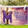 MQCGLJ 180x110cm He is Risen Easter Photo Backdrop Cross Dove Lily Floral Photography Background Religious Event Gathering Celebration Party Decoration Banner Polyester view 3