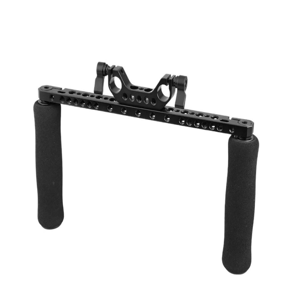 Compatible for DSLR, Sponge Handle Grip with Cross Cheese Bar and 15mm Dual Rod Clamp for Shoulder Rig