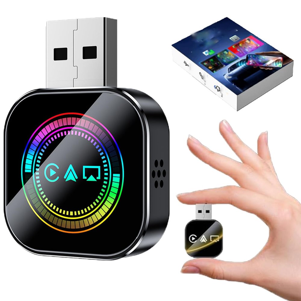 2026 Upgrade 3 in 1 Screen Mirror Phone, Wired to Wireless Adapter, Screen Mirroring Adapter for Car, Plug-and-Play Smart Car Interconnection Box with Fast 3s Connection (Multi-Color)