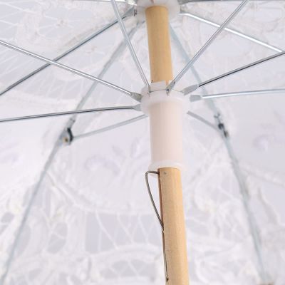 GLOGLOW Umbrella Lace Umbrella, Cotton Parasol, Elegant Wedding Sun for Bridal Celebrations and Photography, 8-Rib Design with Wooden Handle Festival Category (S)