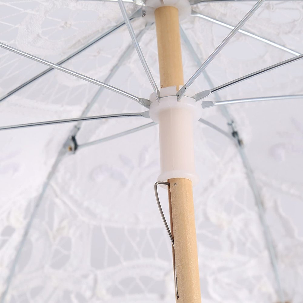 GLOGLOW Umbrella Lace Umbrella, Cotton Parasol, Elegant Wedding Sun for Bridal Celebrations and Photography, 8-Rib Design with Wooden Handle Festival Category (S)