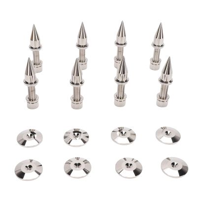 FAUOSWUK 8Pcs Copper Speaker Isolation Feet, Adjustable Height Shock Absorption Spikes with Balance Nuts for Speakers Amplifiers Subwoofers Instruments
