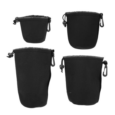 BRIGHTFUFU 4Pcs Camera Lens Storage Pouch Set for DSLR Cameras Elastic Protective Lens Bag with Waterproof Material for Photographers