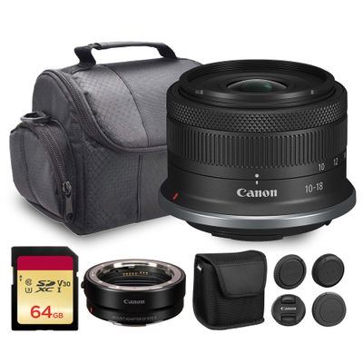 Canon RF-S 10-18mm f/4.5-6.3 IS STM Lens | Ultra-Wide APS-C Zoom with Image Stabilization, Smooth STM AF & Compact Design | For Vlogging, Travel & Landscape Photos (6262C002) + Adapter EF-EOS R + More
