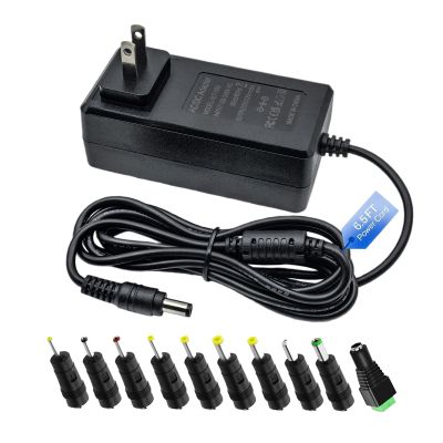 12V 5A Power Supply Adapter DC 12V Power Cord AC 100-240V 50/60Hz to DC 12 Volt 5 Amp 60W Universal Conversion Transformer with 10 Tips for LED Light Strips, Surveillance Cameras, Speakers