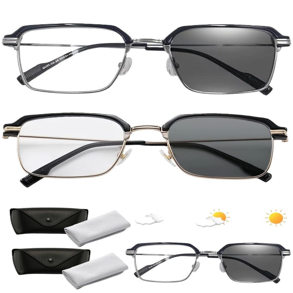 Frameless Smart Zoom Reading Glasses,Precision Vision Aid Tool Adjustable Focus Assist Glasses (Gold+Silver, +250)