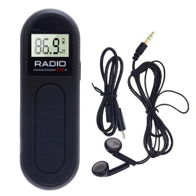 Dpofirs Portable FM Radio with LCD Display | Compact & Lightweight, DSP Chip for Clear Reception, 3.5mm Headphone Jack, 30 Station Memory, Easy to Use for Seniors (Black)