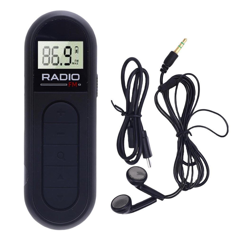 Dpofirs Portable FM Radio with LCD Display | Compact & Lightweight, DSP Chip for Clear Reception, 3.5mm Headphone Jack, 30 Station Memory, Easy to Use for Seniors (Black)