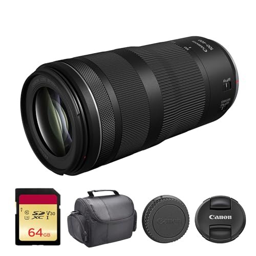 Canon RF 100-400mm f/5.6-8 IS USM Lens | Lightweight Telephoto Zoom with Optical Image Stabilization, Fast Nano USM AF & Compact Design | For Wildlife & Sports Photography (5050C002) + 64GB Card + Bag