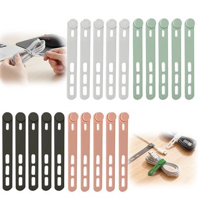 20Pcs Silicone Cable Ties, 2026 New Data Cable Organizer Ties, Reusable Cable Management Cord Organizer for Fastening Charger Home Office Kitchen Appliances Cords Wires (4 Colors)