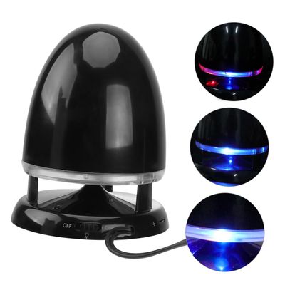IWOWHERO Portable Plug in Speaker with USB Light and Anti-Interference, Mini Multimedia Loudspeaker with Deep Bass for Laptop and Desktop, Black Blue, Dc 5V Compatible