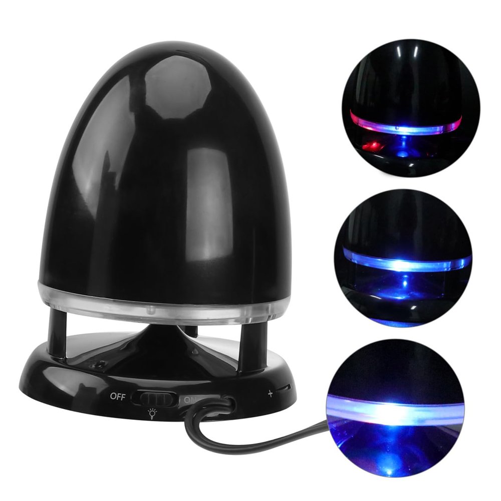 IWOWHERO Portable Plug in Speaker with USB Light and Anti-Interference, Mini Multimedia Loudspeaker with Deep Bass for Laptop and Desktop, Black Blue, Dc 5V Compatible