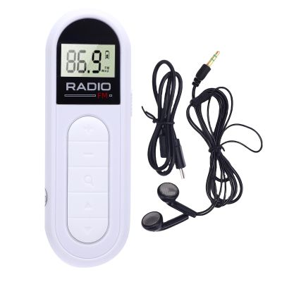 Dpofirs Portable FM Radio with LCD Display | Compact & Lightweight, DSP Chip for Clear Reception, 3.5mm Headphone Jack, 30 Station Memory, Easy to Use for Seniors (White)