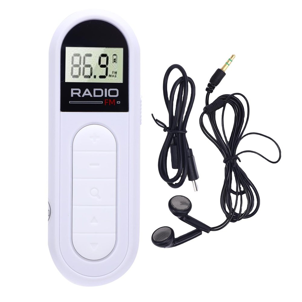 Dpofirs Portable FM Radio with LCD Display | Compact & Lightweight, DSP Chip for Clear Reception, 3.5mm Headphone Jack, 30 Station Memory, Easy to Use for Seniors (White)
