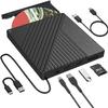 [5 in 1] External CD DVD Drive for Laptop, Portable CD Player with SD/TF Card Reader 2 USB Ports, Portable RW DVD CD Burner Optical CD/DVD Drive for Laptop, Desktop PC, Windows 7/8.1/10, Linux, view 1