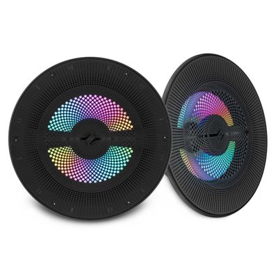 DS18 NXL-LXY8/BK 8 Luxury Marine Coaxial Speakers with Digital LED Lighting, Floating Bullet Tweeter, IP65 Waterproof, Flush Magnetic Mount Grille, Marine & Powersports Audio - Pair