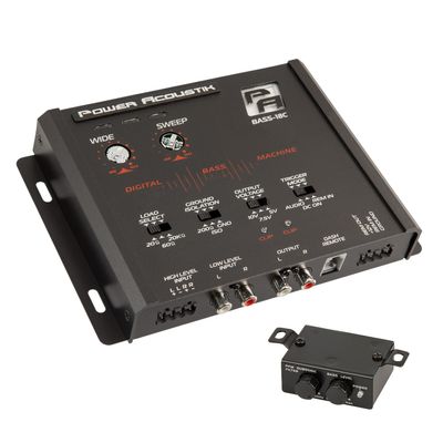 Power Acoustik BASS-18C Bass Processor  Variable Subsonic Filter and RCA/High-Level Input | LED Clipping Indicator | 10V Output w/Ground Isolation | Car Audio Sub Enhancer and Dash Control