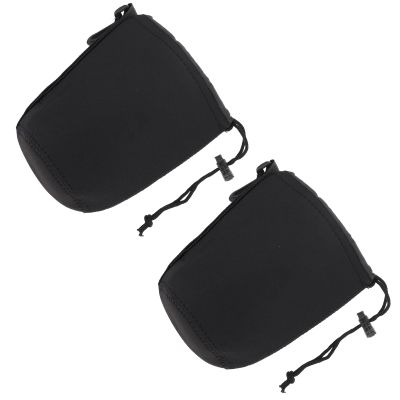 BRIGHTFUFU 2Pcs Neoprene Camera Lens Pouch Protective Case Shockproof Thermal Insulation Drawstring Bag for DSLR Photography Outdoor Use Size L
