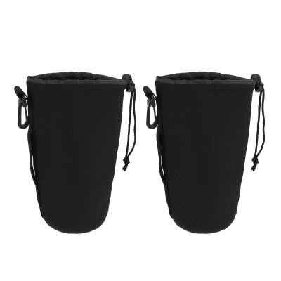 Mikikit 2 Pcs Drawstring Neoprene Camera Lens Pouch Xl Shockproof Lens Case Bag for Photographers Protective Camera Accessories Storage Pouch for Travel and Outdoor Use