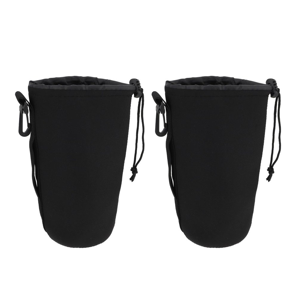 Mikikit 2 Pcs Drawstring Neoprene Camera Lens Pouch Xl Shockproof Lens Case Bag for Photographers Protective Camera Accessories Storage Pouch for Travel and Outdoor Use