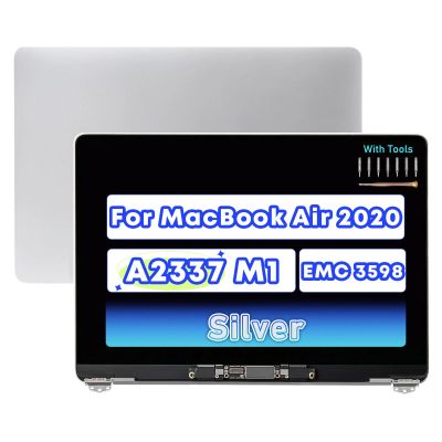 A2337 Screen Replacement for MacBook Air M1 2020 A2337 EMC 3598 MGN63 MGN93 MGND3 MGN73 MGNA3 MGNE3 661-16807 661-16806 661-16808 Display Retina LCD Full Top Assembly 13.3" 2560x1600 (Silver)