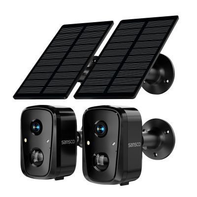 SANSCO Wireless Solar Security Wireless Camera, 4MP WiFi Camera Outdoor with Color Night Vision, PIR Human Detection, 2-Way Talk, Support 2.4GHz&5.8GHz, 2 Pack