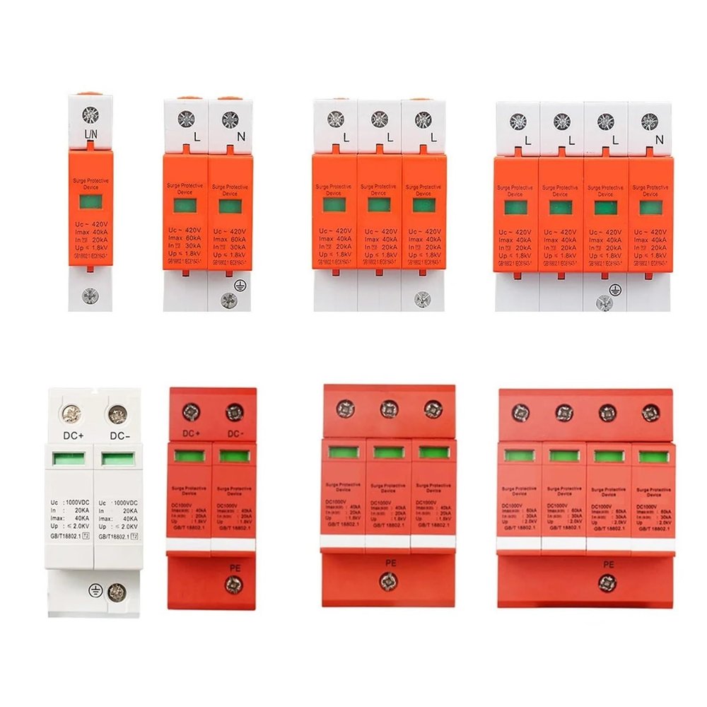 1 PCS Power Surge Protector Surge Protective Device SPD Arrester Low Voltage House 1/2/3/4 Poles 240v 380v 1000v Voltage Protection(1P,AC420V 30-60KA)