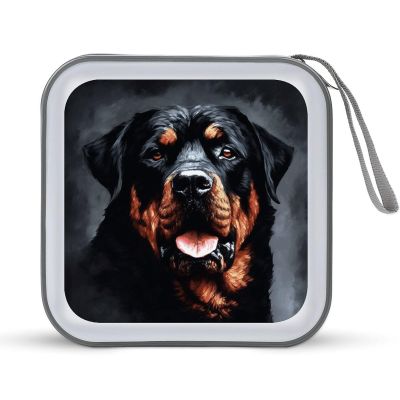 VstaDank Cool Rottweiler Dog Art CD Case Holder 40 Capacity Hard Plastic DVD Case Portable Zipper Disc Storage Organizer Large Storage EVA Protective Blu-ray Wallet for Home Games Disc
