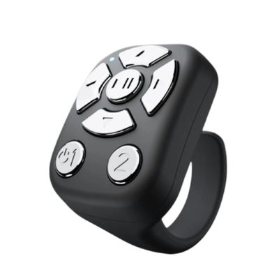 Multifunctional Ring-Shaped Mobile Phone Wireless Remote Control, 1pc Wireless Rechargeable Bluetooth-Compatible Page Turning Ring, Camera Shutter Short Video & Music. (Black)