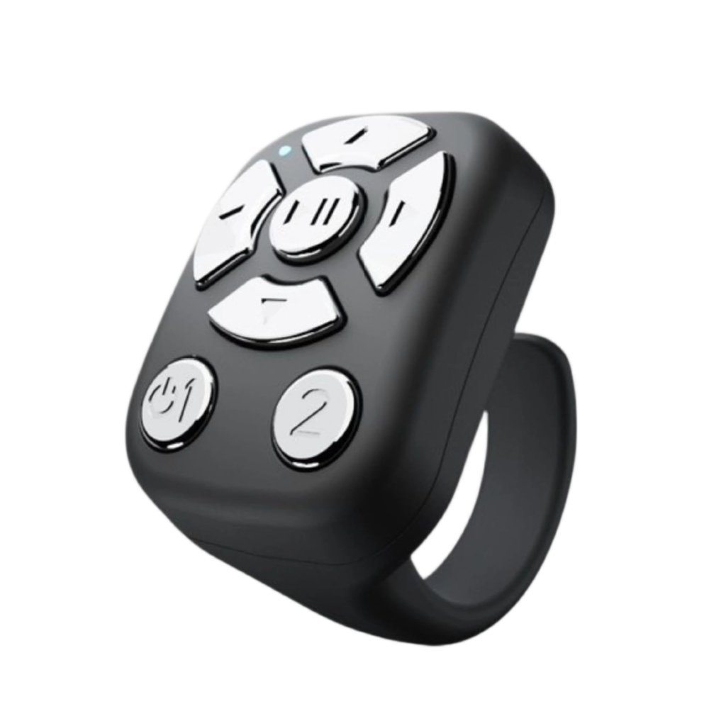 Multifunctional Ring-Shaped Mobile Phone Wireless Remote Control, 1pc Wireless Rechargeable Bluetooth-Compatible Page Turning Ring, Camera Shutter Short Video & Music. (Black)