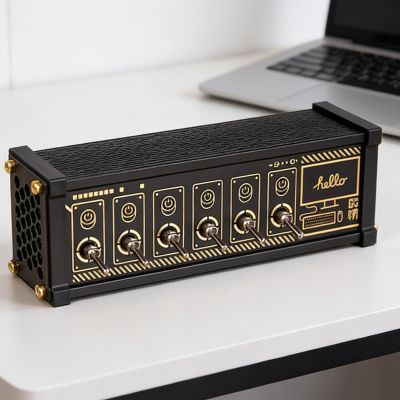 6 Port USB Hub Docking Station, PC Type C Input Accessories with 6 Independent switches & Button Switch, 9 Convenient Input Ports, for Phones, Tablets, and Gadgets, Desktop, Desk Setup
