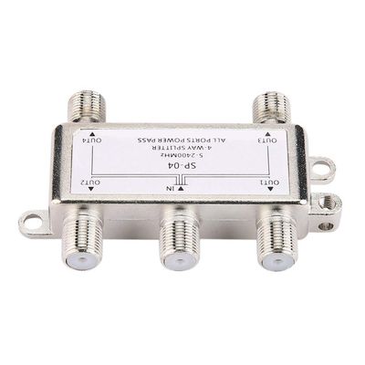 Aqfds Nawwgy 5-2400MHz 4 Way for Digital Coax Cable Splitter 4 Channel Satellite/Antenna T White Metal