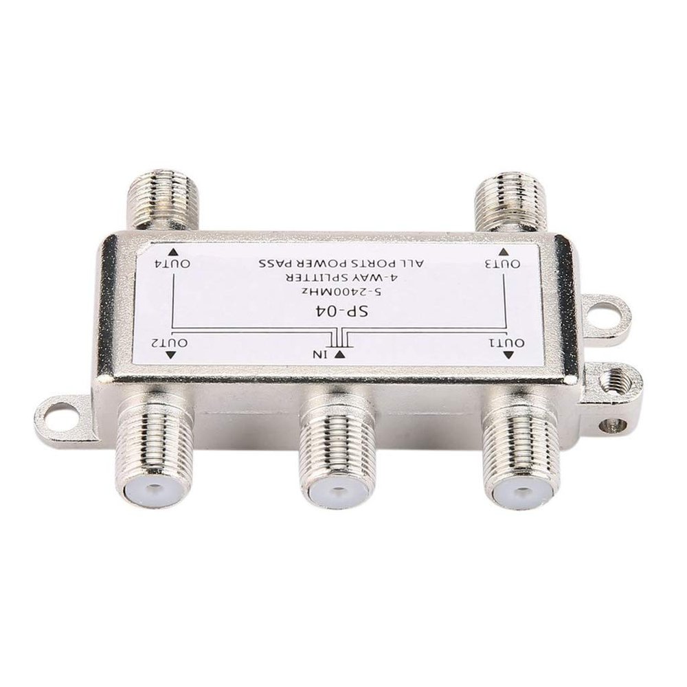 Aqfds Nawwgy 5-2400MHz 4 Way for Digital Coax Cable Splitter 4 Channel Satellite/Antenna T White Metal