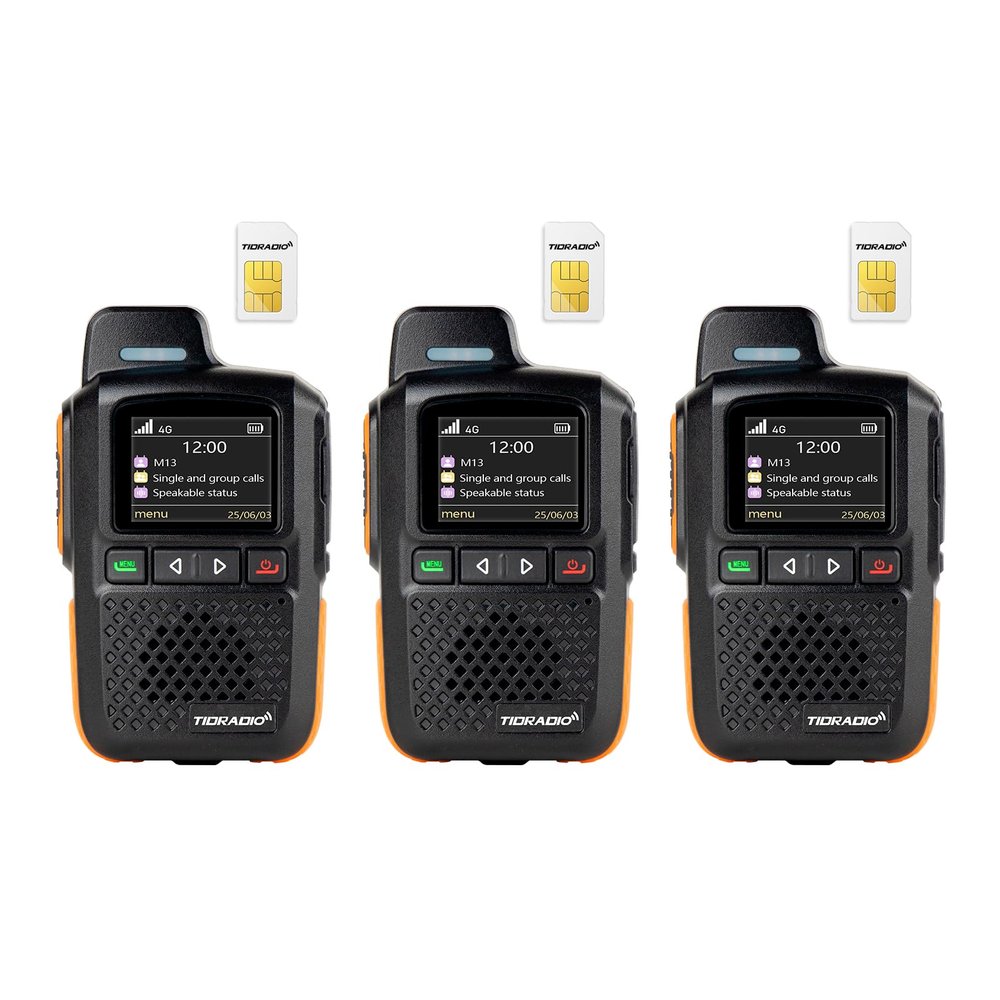 TIDRADIO TD-M13 Global Rapid Walkie Talkies Unlimited Range 4G LTE PoC(Push-to-Talk Over Cellular) Radios Nationwide PTT Long Range Two Way Radio for Family,Company,Logistics with SIM Card (3Pack)