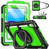 Cantis Case for iPad (A16) 11th/ 10th Generation 11/10.9 Inch 2025/2022, Shockproof Case for iPad 11 with Screen Protector/Rotating Stand/Adjustable Shoulder Strap/Pen Holder, Black+Green view 1