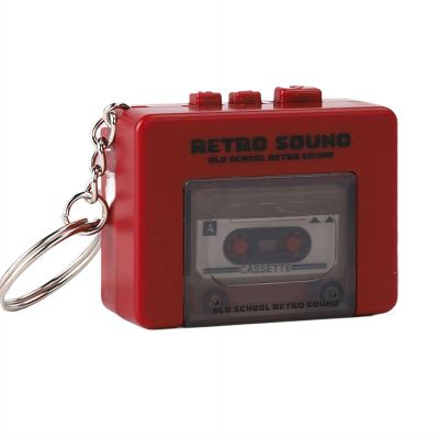 Retro Mini Tape Voice Recorder Ornament Keychain, Portable 40s Microcassette Retro Sound Player, Record Love Words/Music/Other Sounds, for Backpacks, Birthday and Valentine's Couple Gifts (Red)